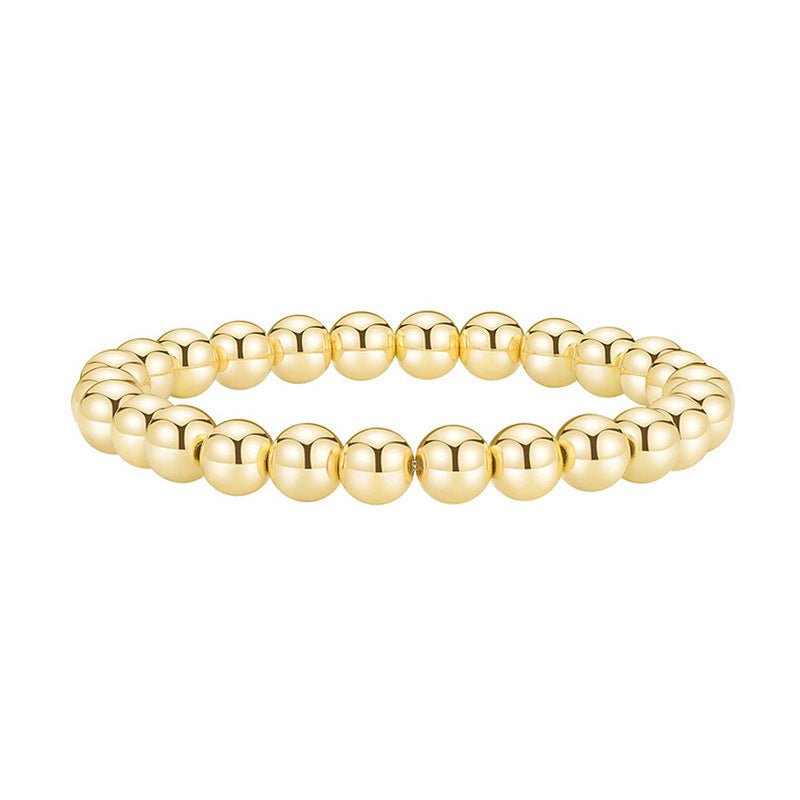 Wholesale beaded gold bracelet men's and women's color-retaining gold-plated elastic multi-layer stacked round bead bracelet bracelet